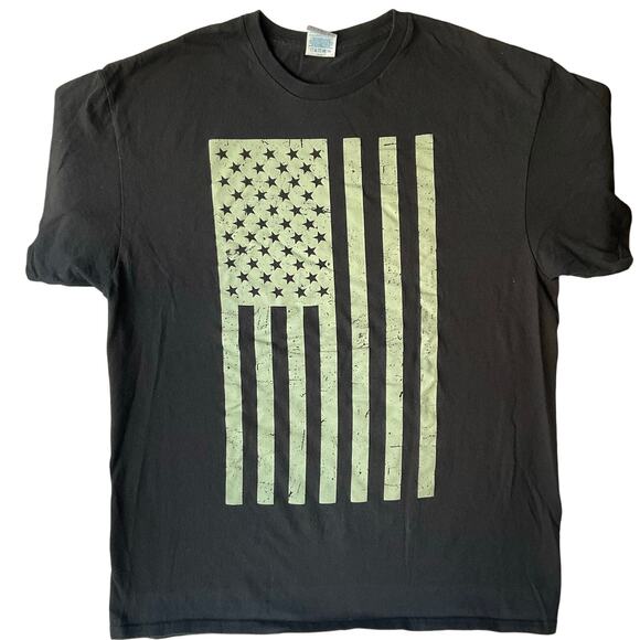 Delta Pro Weight Men’s Short Sleeve T-shirt size L, Black, American Flag - Picture 1 of 8